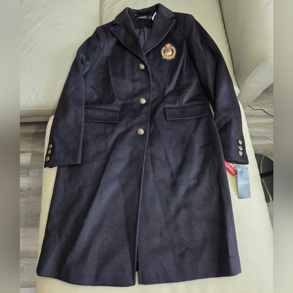 NWT - Lauren Ralph Lauren Women's Wool Blended Logo Patch Coat - US 8/M - Picture 6 of 16
